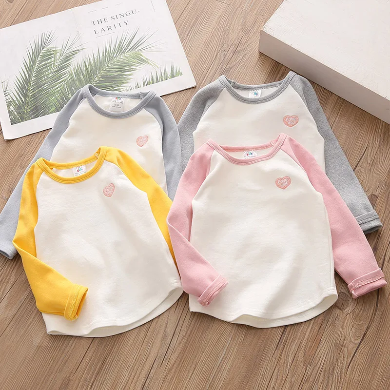 

2020 Girls Shirts Spring Casual Love Long Sleeve Splice Tops for Girl Kids Clothing Toddler Baby T Shirts 2 3 4 5 6 7 8 9 10 Y
