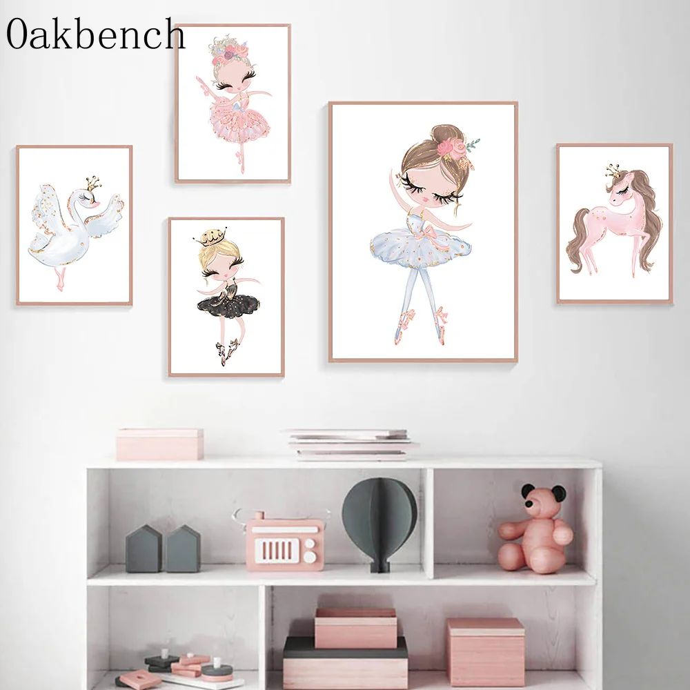 Картина на холсте с изображением балея и девочки Настенная картина для детской