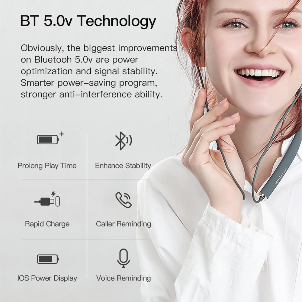 Беспроводные Bluetooth-наушники Whizzer AM1E водонепроницаемые с микрофоном | Электроника
