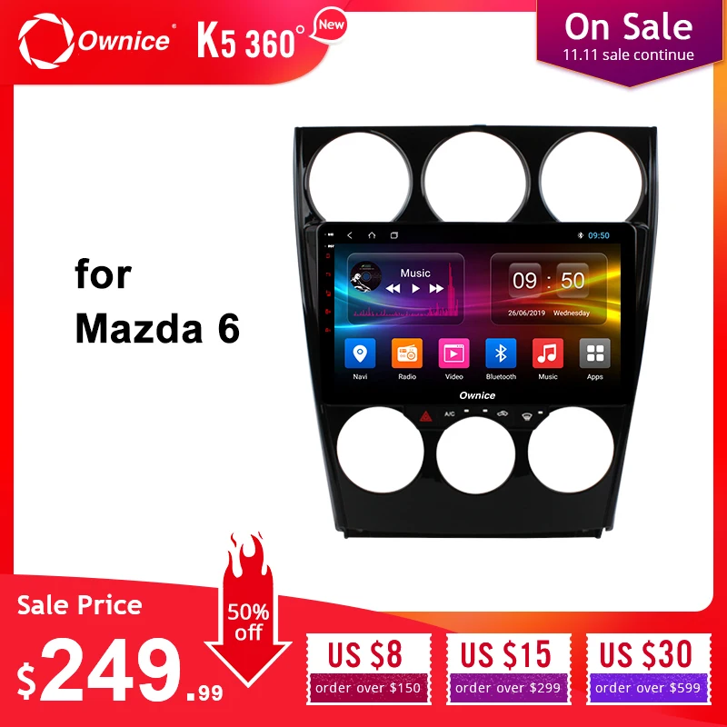 Owice Android 9,0 автомобильный dvd-плеер для Mazda 6 Ruiyi 2006 2007 2008 2009 2010- k3 k5 k6 gps Navi 360 Panorama 4G LTE оптический