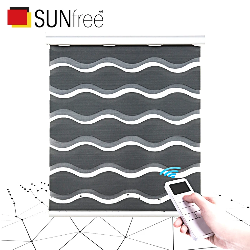 Умные моторизованные жалюзи модные волнистые тканевые 50% ~ 85% затемняющие зебры с