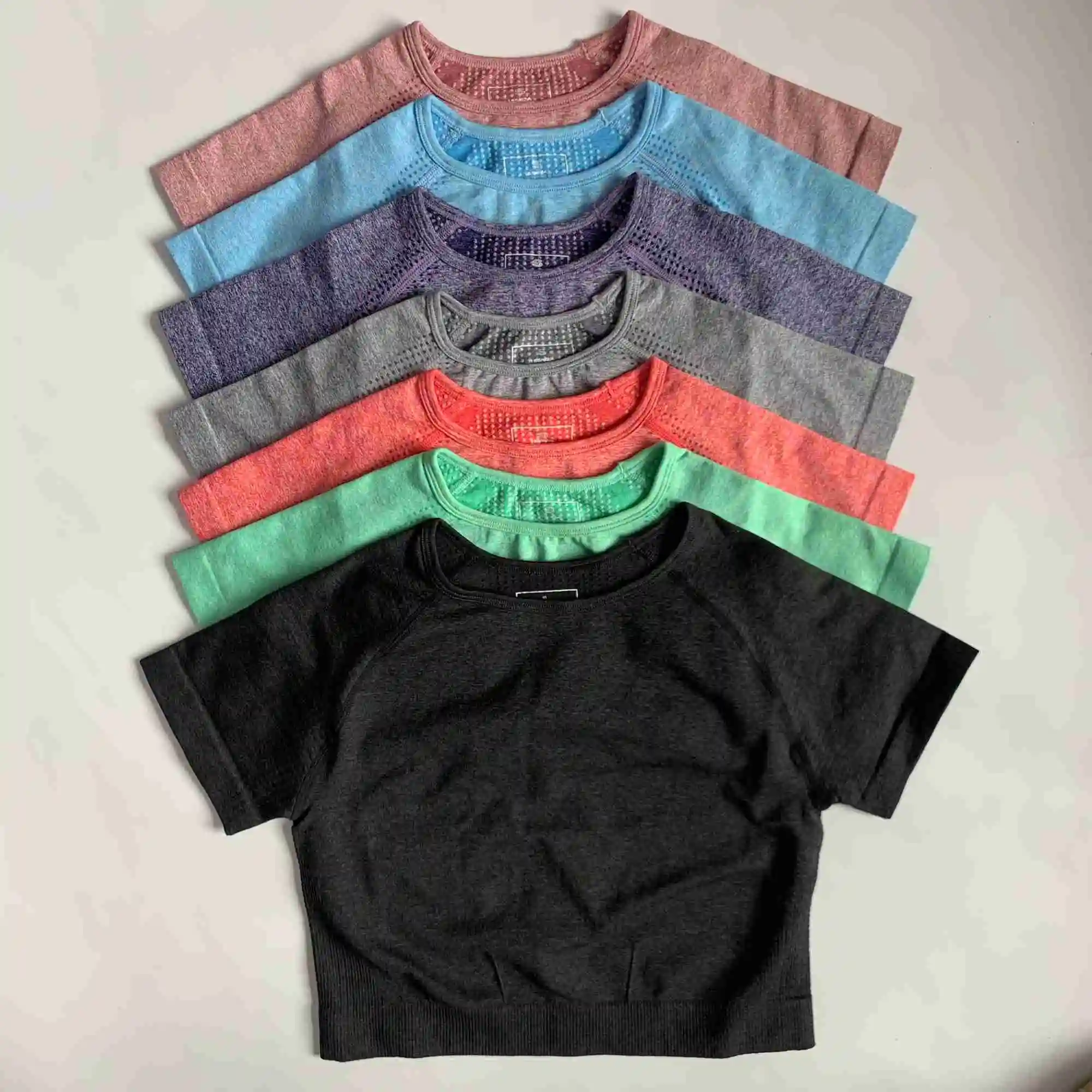 

Women's Seamless Short Sleeve Crop Top Yoga Shirts Slim Fit Running Fitness T-shirts Workout Tops For Women Gym Sport Cycling