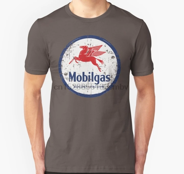 Футболка мужская с логотипом Pegasus Винтажная футболка унисекс надписью Mobiloil и