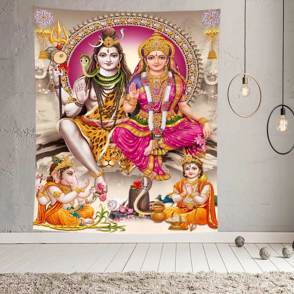 Tapiz de Shiva, Dios indio, pintura india, alfombra de pared, esterilla de Yoga, decoración del hogar