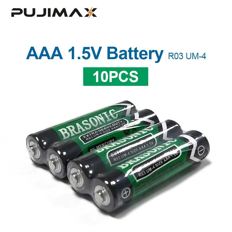 Аккумулятор PUJIMAX AAA 1 5 В LR6 AM3 R03 MN1500 10 шт. углеродистая цинковая сухая батарея