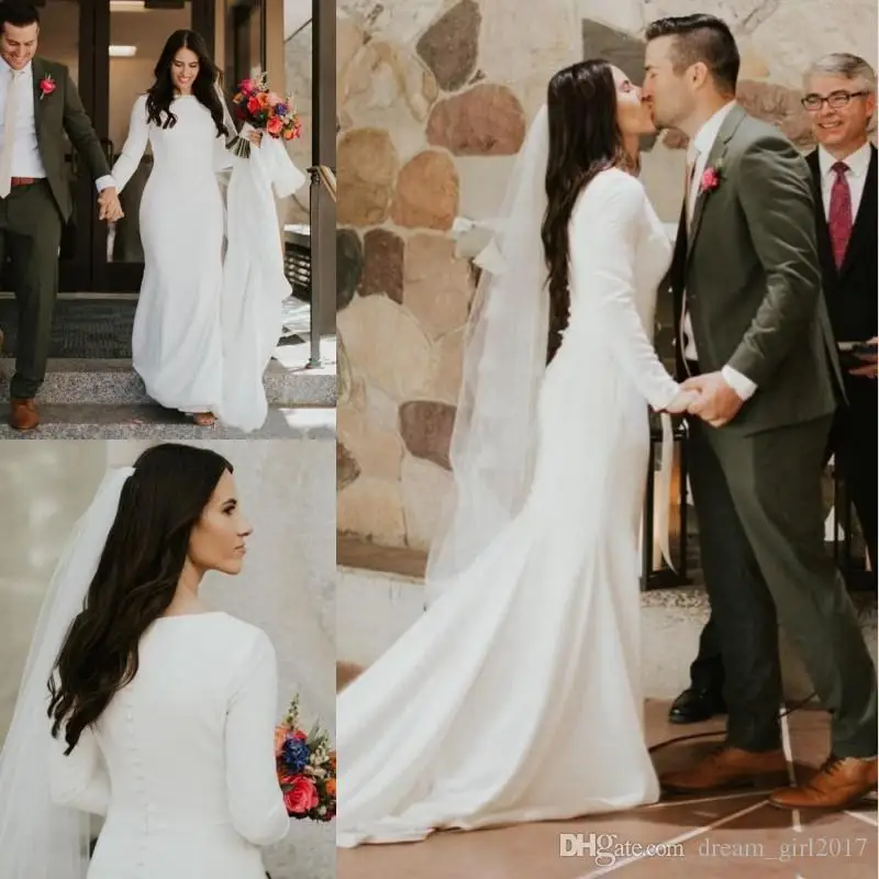 Недорогое женское свадебное платье с длинным рукавом и юбкой-годе | Свадьбы