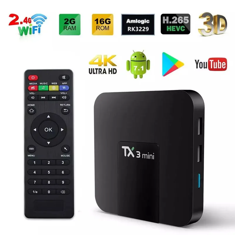 

TX3 Mini Smart TV Box Android 8.1 Amlogic RK3229 1G 8G 2G 16G 4K H.265 2.4G 5G Dual wifi Set Top Box Media player PK H95 T95