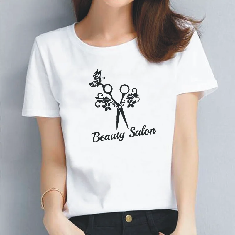 

Футболка женская с принтом салона красоты, Повседневный хлопковый топ в стиле Харадзюку, забавная уличная футболка с круглым вырезом, лето