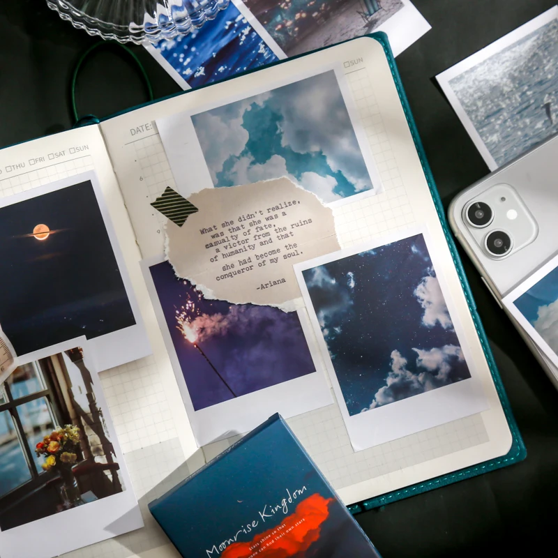 

Moon Forest Scenery Sticky Stickers Color Paper Decoracion Scrapbooking School Stationery Supplies Sticker Flakes 30PCS