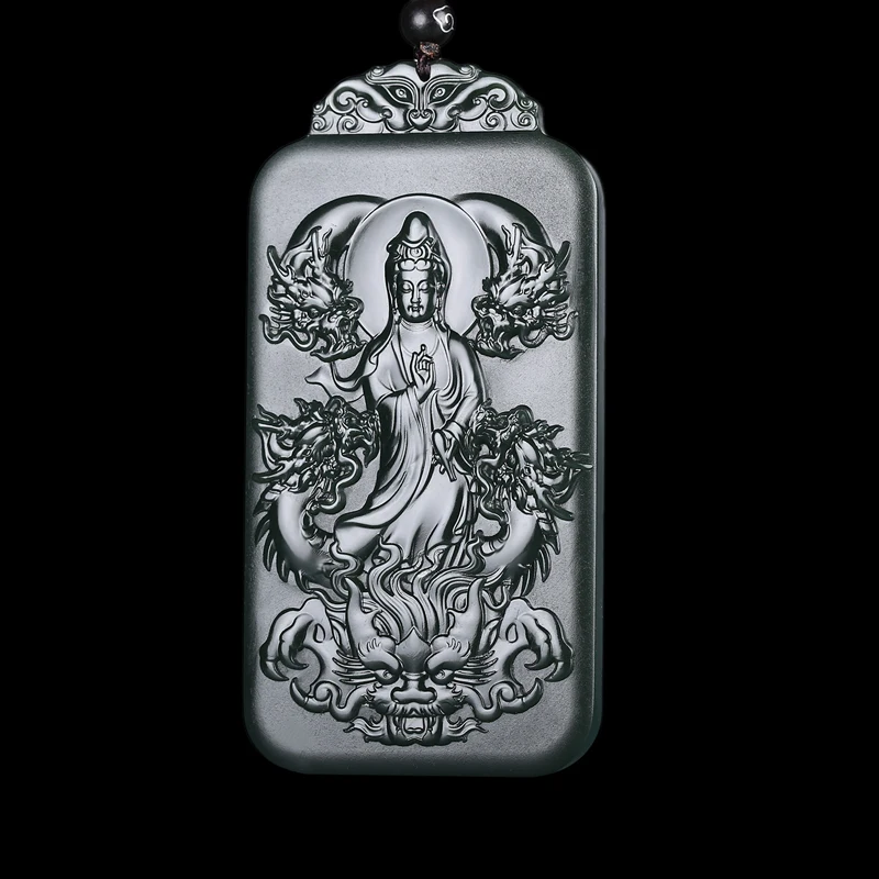 Прямая поставка Hetian Нефритовый дракон Гуаньинь ожерелье кулон ювелирные изделия