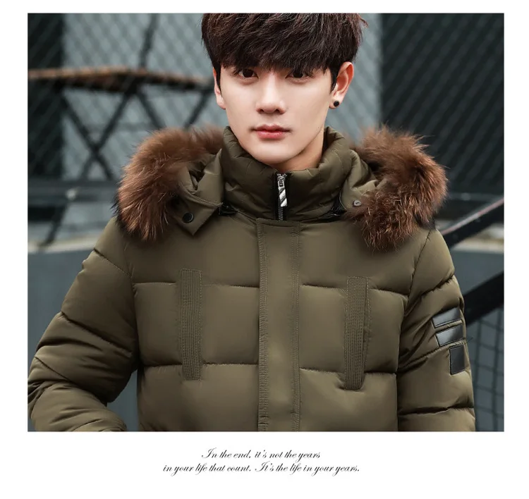

Inter Jackets Parka Men Windbreaker Large Fur Collar Coat Mens Mid-long Thickening Jacket Male Autumn Winter Warm Outwear