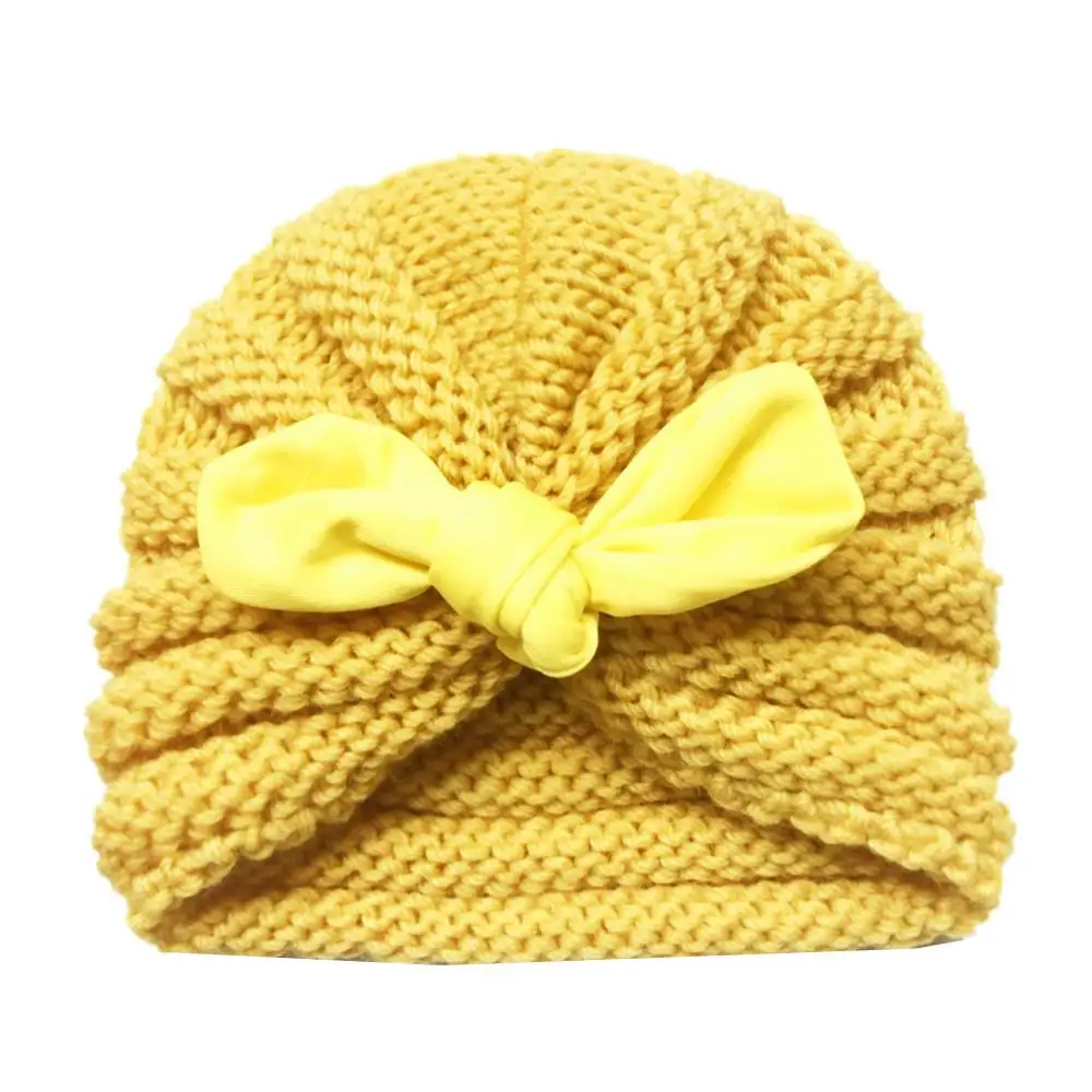 

bowknot Toddler Hat Baby Girls Boys Winter Warm Knitted Wool Hemming Hat Beanie Cap Keep Warm Set for 0-2 Year Kids Hat