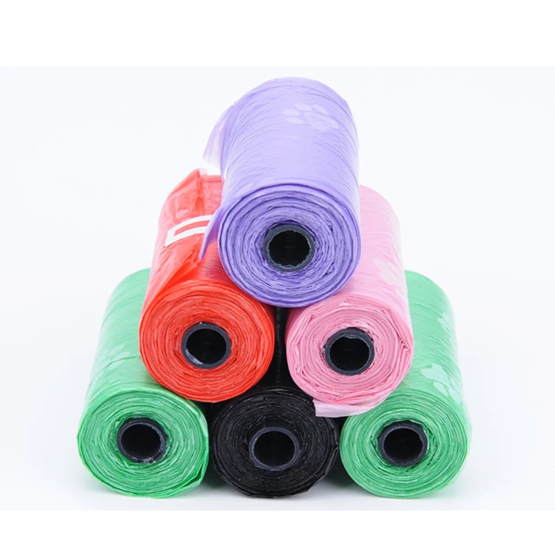 

1Roll 15pcs Pet Waste Poop Bags Printed Cat Dog Cleaning Supplies Degradable Dog Waste Bags Dog Garbage Clean-up Bag PE
