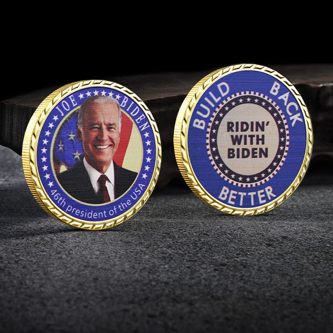

46th President of the United States Election Biden Duplex UV Printing Commemorative Coin Metal Badge Gold Coin Challenge Coin