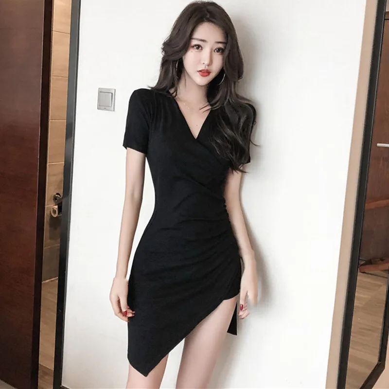 C2406 Новый 2020 летняя женская мода темперамент сексуальное платье с v-образным