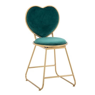 Heart Green Fabric Стул для макияжа обеденный стул туалетный столик стул Железный арт современный простой кухонный Гостиная Спальня Кофе в помещении чай обеденный стул - Color: Heart Green Fabric