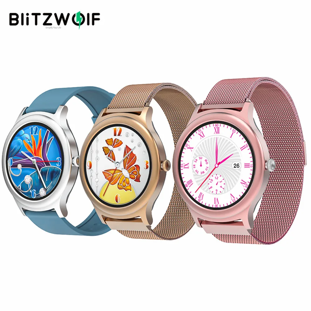 

BlitzWolf BW-AH1 женщин Smartwatch Heart Rate женский физиологический цикл Напоминание женщина Смарт-часы Bluetooth Настроить Dial Smartwatches женщин Фитнес Tracker Наруч...