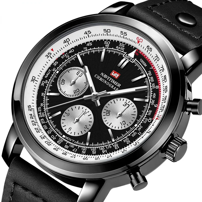 

Brand Luxury Sports Military Army Leather Watches 2021 Quartz Movement Men Wristwatch Blackbird Chronograph Watch Reloj Hombre
