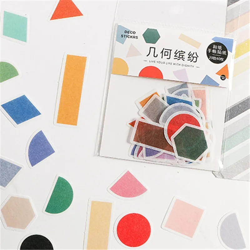 

Простые смешанные геометрические разноцветные дневники серии «сделай сам» для скрапбукинга наклейки для ручного аккаунта декоративные на...