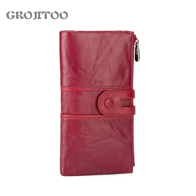 

Новый мягкий кошелек из натуральной кожи GROJITOO, женские сумки-клатчи с держателем для мобильного телефона и карт, кошелек высокого качества