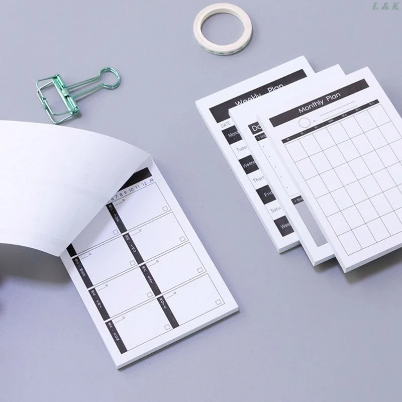 

5PCS Study Work Plan Paper Notepad Memo Pad To Do List Bookmark Stationery Kit PXPA