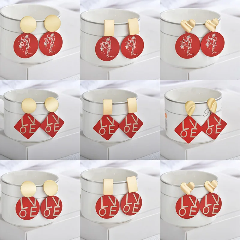 2020 летние красные висячие серьги корейские Очаровательные Круглые длинные в