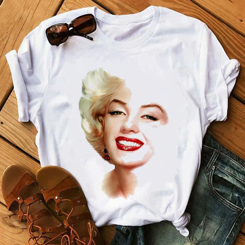 Женская футболка с графическим принтом Marilyn Monroe белые топы Повседневная новая