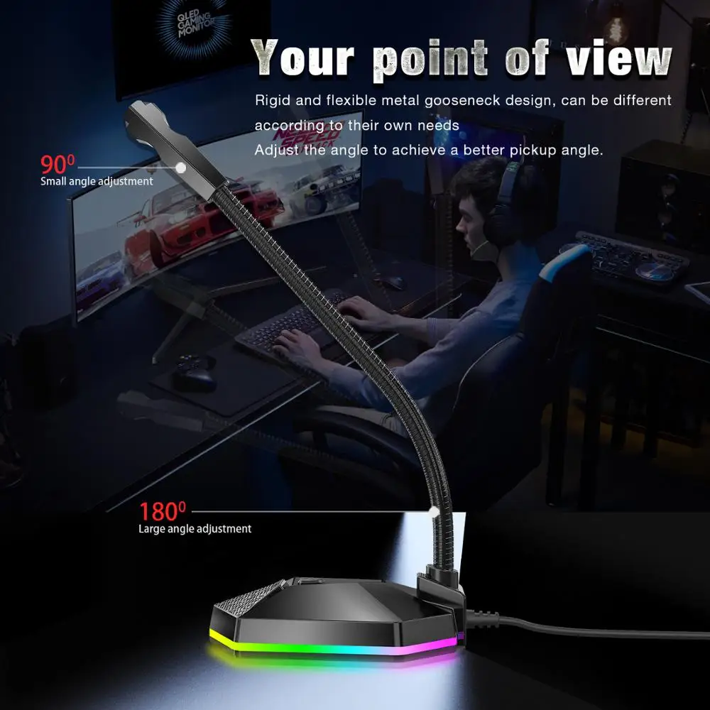 Компьютерный микрофон со всенаправленным звукоснимателем на 360 ° с RGB подсветкой