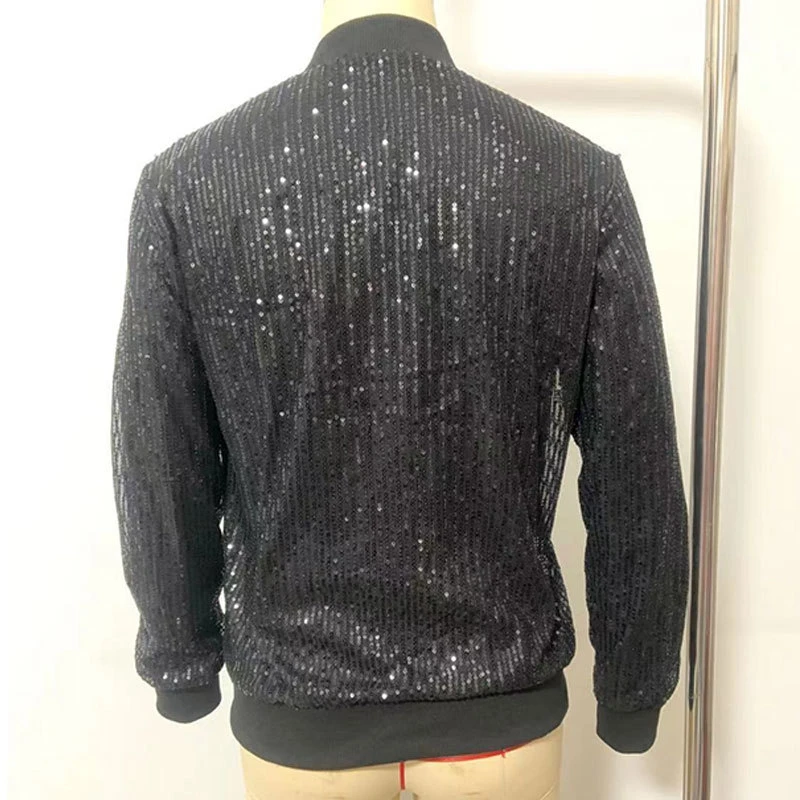 Женская Блестящая куртка с блестками золотистый и серебристый Кардиган длинным