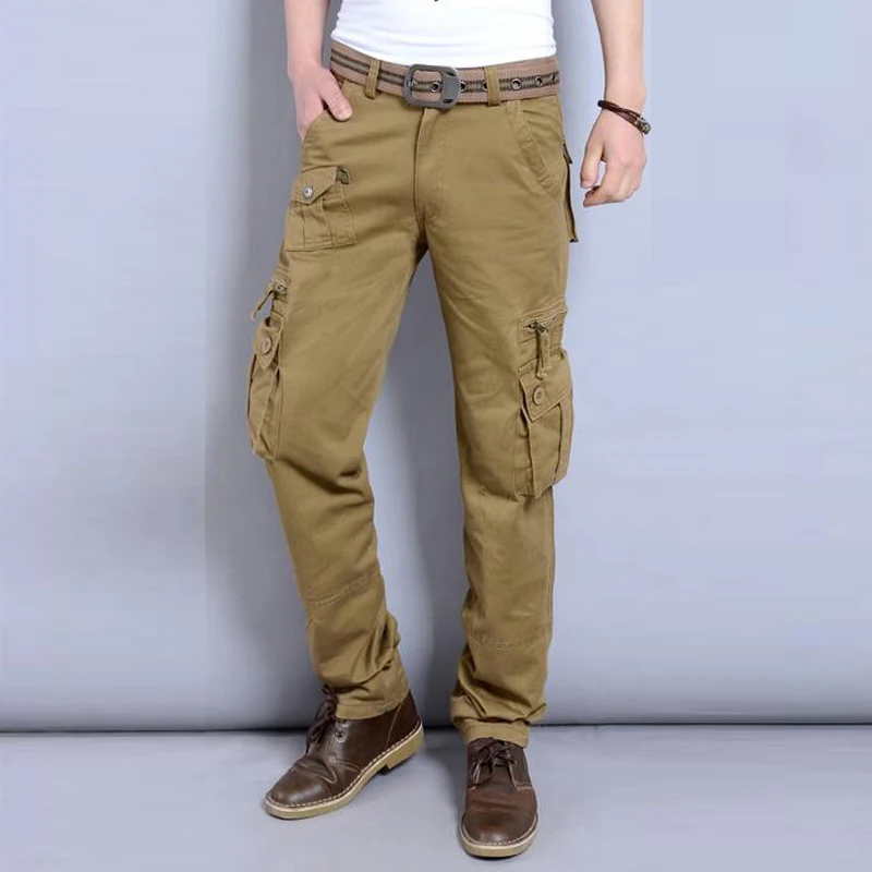 

2020 New Men Cargo Pants Army Green Big Pockets Decoration Mens Casual Trousers Easy Wash Male Autumn Army Pants Plus Size 42
