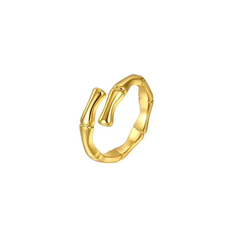 

2021 Gold Rings for Women Fashionable Opening Adjustable Bamboo Golden Ring Whole Sale Promise Rings for Couples Jewellery Gift