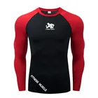 Мужская компрессионная футболка для бега с принтом мышц, облегающая Спортивная футболка с длинным рукавом, тренировочная футболка для бега, быстросохнущая футболка для тренажерного зала