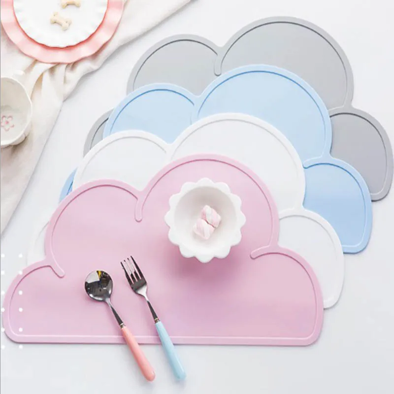 

Cloud/Square Shape Placemat Kids Plate Mat Food Grade Silicone Table Pad Waterproof heat insulation Kitchen gadget Easy Cleaning