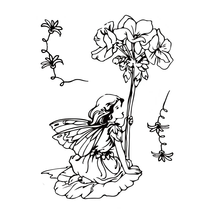 

Fairy Flowers Series Clear Stamps for DIY Scrapbooking Crafts Rubber Stamp Stencil Card Making Photo Album Template Sheet Decor