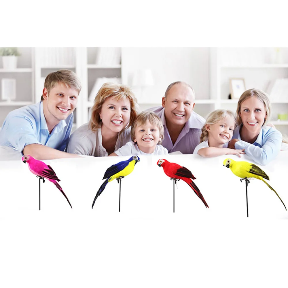 

Artificial Parrot Feather Birds Gardening Props Crafts Ornament Bird Adornment Parrot Model (Rosy)