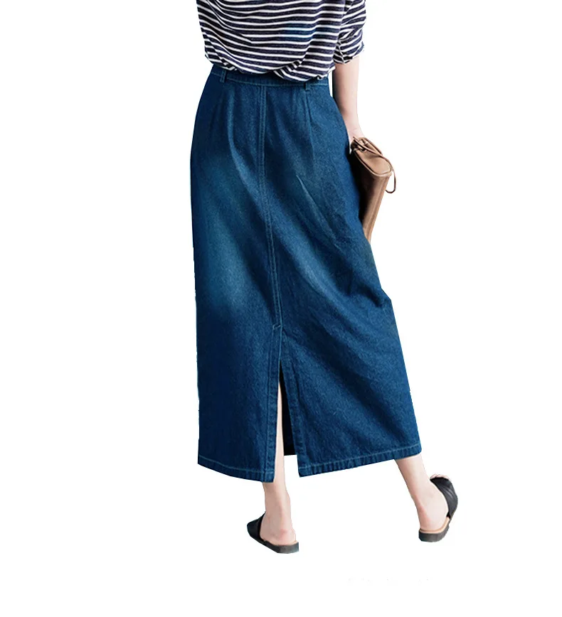 Женская джинсовая юбка с карманами Повседневная однотонная трапециевидная