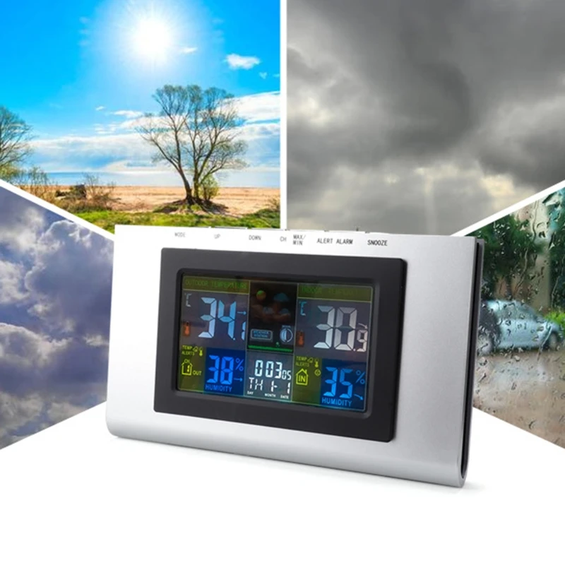 

433MHz Wireless Thermometer Humidity Weather Station Hygrometer Temperature Indoor Outdoor with Alarm & Calendar