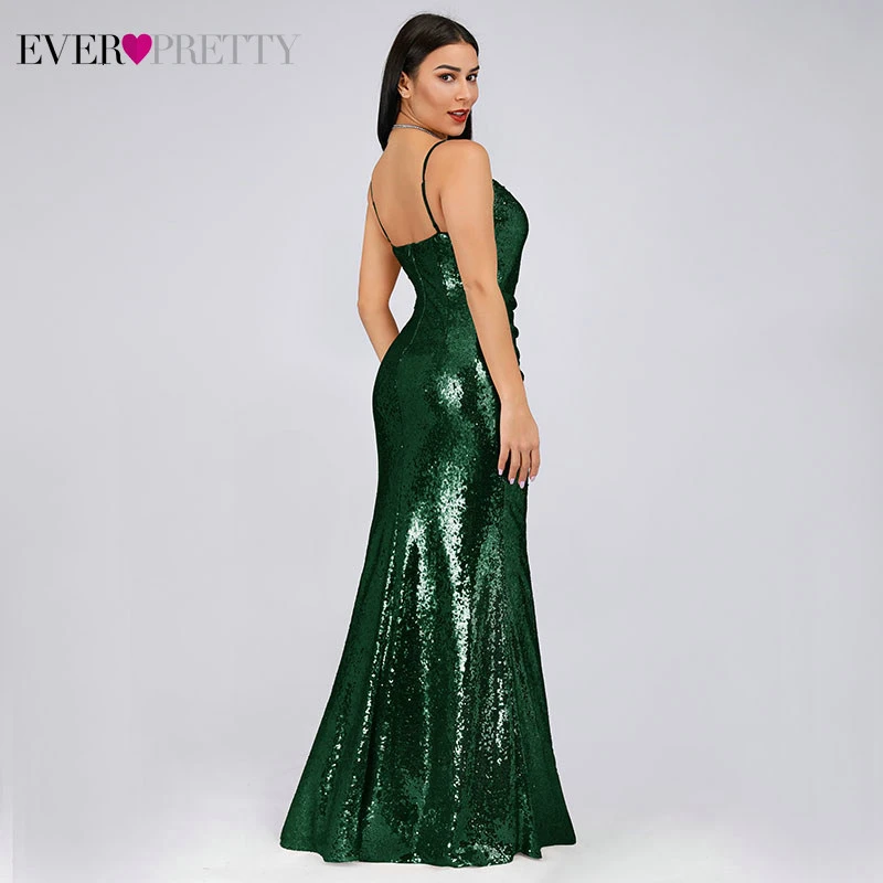 Блестящие вечерние платья Ever Pretty на тонких бретельках с блестками v-образным