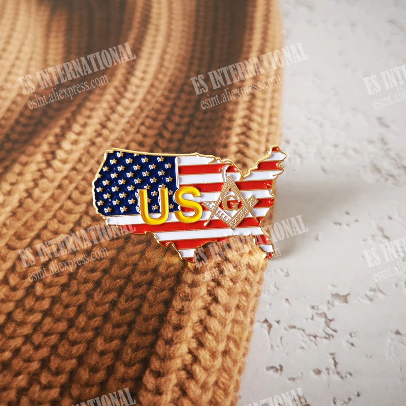 Masonic значки на лацкан металлическая Badge масон вольный каменщик USA Flag Map State of California