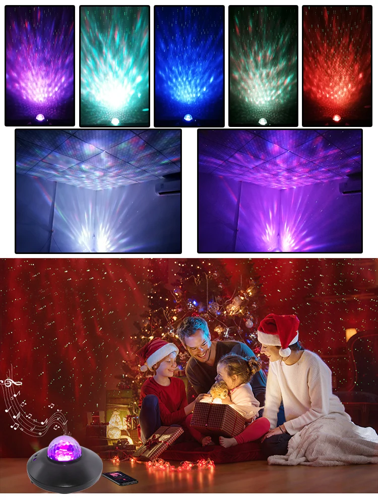 

Starry Sky Projection Lamp Colourful USB LED Galaxy Projector Night Light Laser Sound Control Birthday Party Christmas Gift