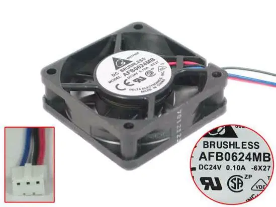 3-проводной Вентилятор охлаждения сервера Delta Electronics AFB0624MB 6X27, постоянный ток 12 В, 0,10 А, 60x60x15 мм