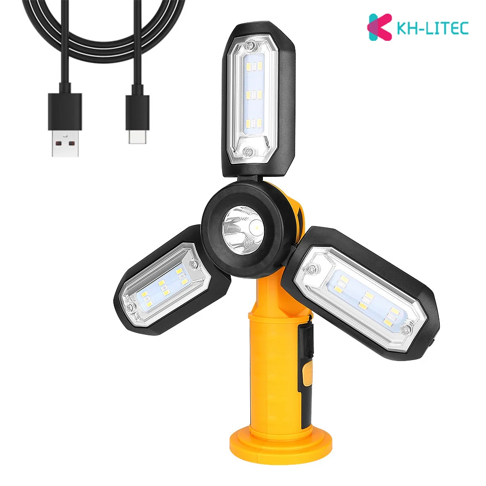 

USB Перезаряжаемый рабочий светильник COB, светодиодсветодиодный складсветильник вспышка, магнитный вентилятор, s-образный крючок для ремонт...