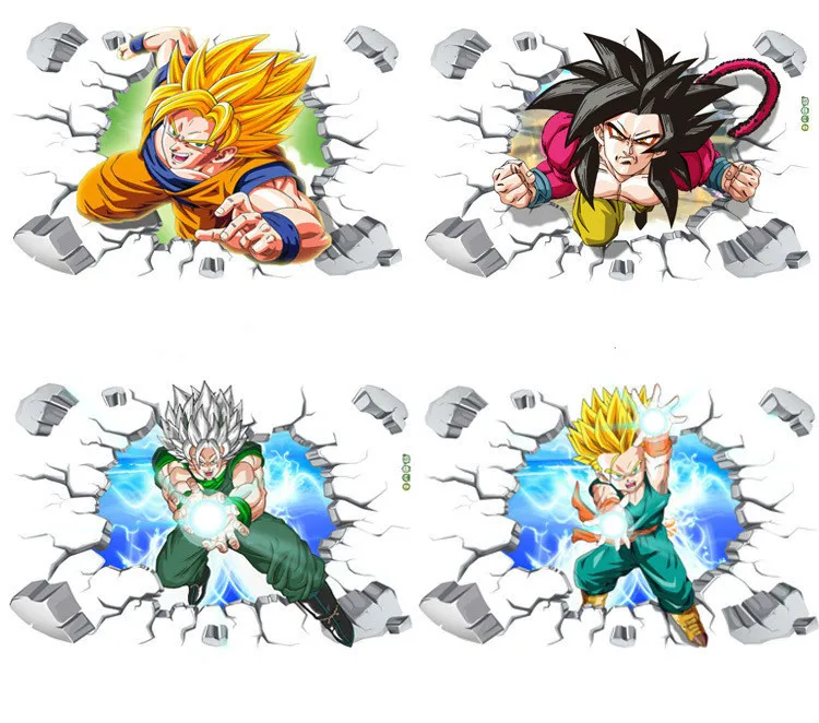 Наклейка s Виниловая Наклейка Декор Dragon Ball Z Гоку мультфильм 3D дети аниме разбиться настенное украшение для комнаты мальчик девочка стена