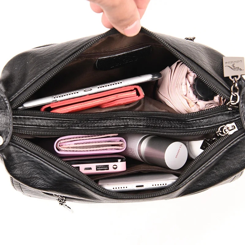 

Retro Hand Bag Luxury Women 2021 New Brand Casual Crossbody Messenger Bags Female Quality Black Leather Shoulder Bag Grand Sac