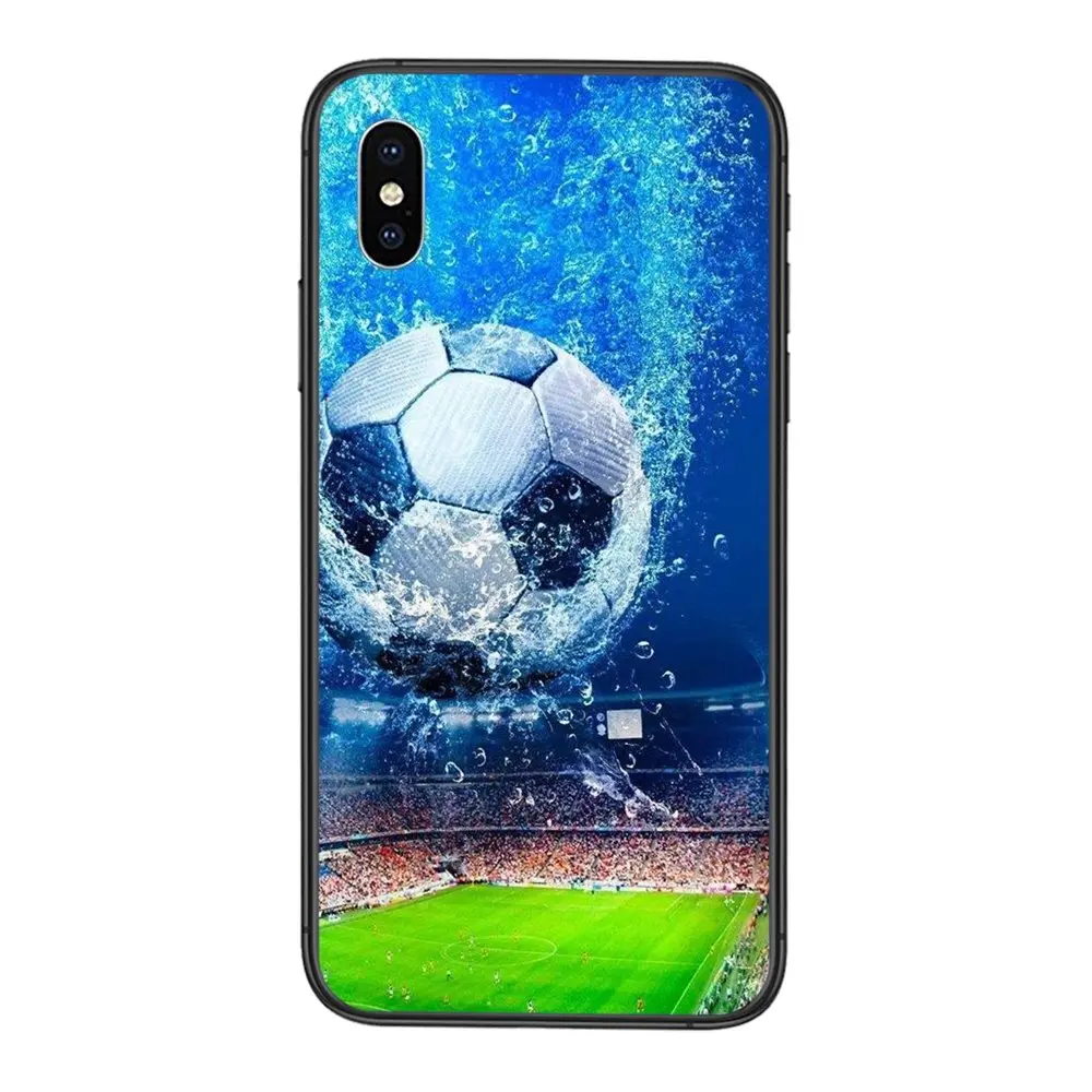 Черный чехол из ТПУ задний дизайн популярный огонь и ледяной футбол с водой для