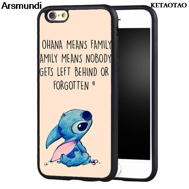 KETAOTAO Ohana означает что семья Лило Ститч телефонные чехлы для iPhone 4S 5C 5S 6S 7 8 Plus XR XS Max X