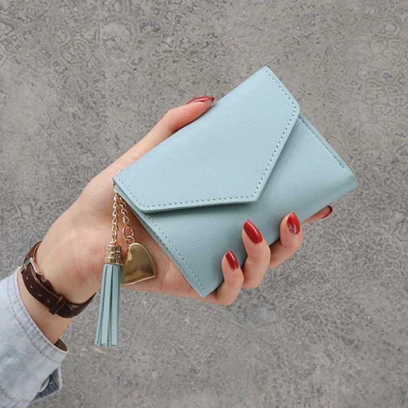 New-Blue Новинка, маленький кошелек для денег, Женский Повседневный однотонный кошелек, Модный женский короткий Мини Универсальный корейский студенческий маленький кошелек - Цвет: New-Blue