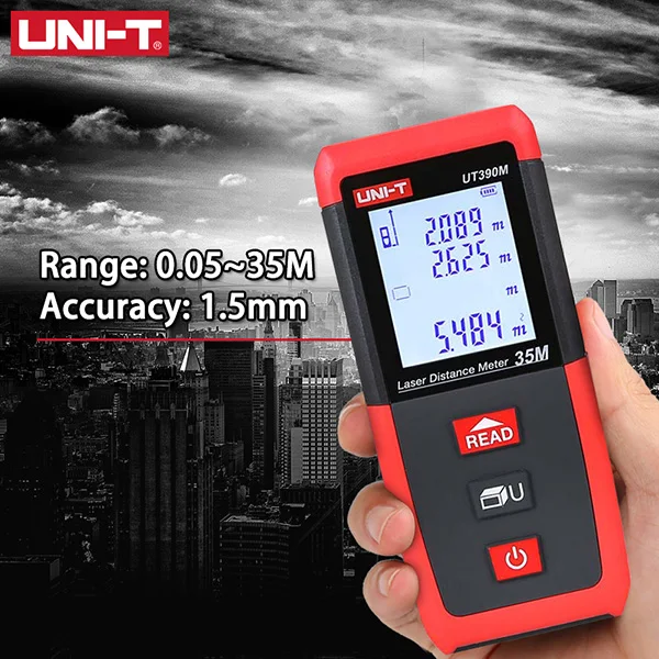 35m UNI-T лазерный дальномер 40 м 100 м цифровой дальномер UT390B+ UT393+ Электронная трена Лазерная Лента с измерением уровня линейка тест - Цвет: 35m