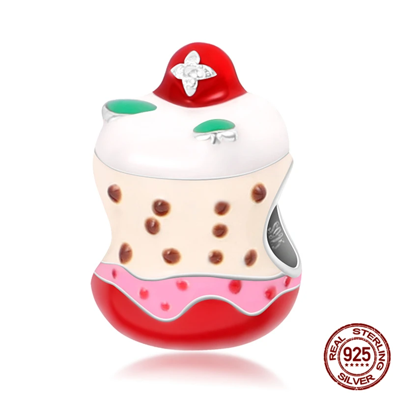 

Strawberry Cake Bottle Bead Fit Original 3mm Bracelet&Bangle Making Fashion DIY Jewelry For Women Genuine 925 Sterling Silver