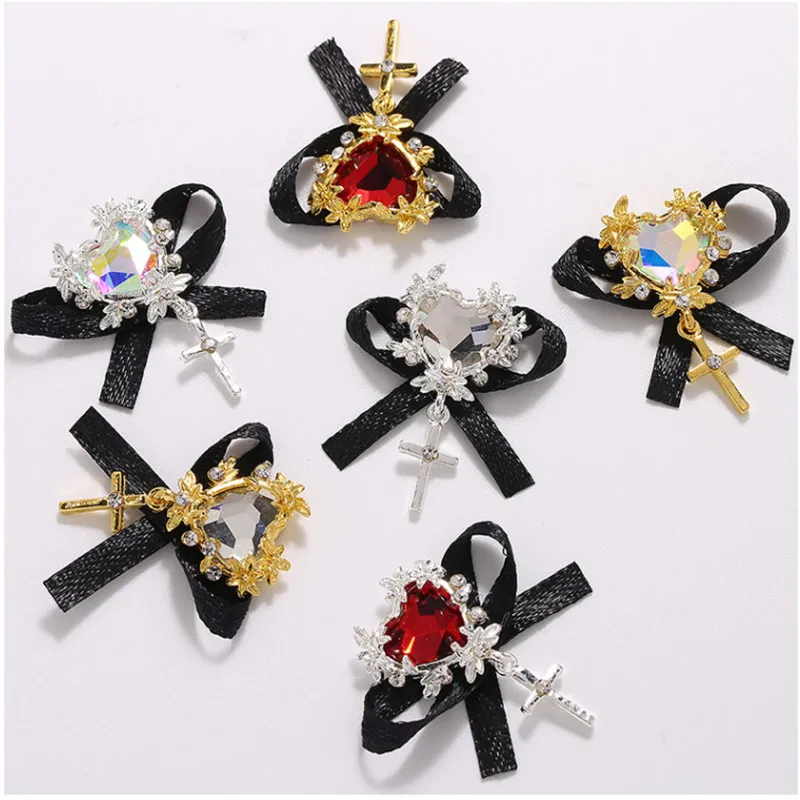 50 шт. кристаллы для ногтей Подвески любовь сердце лук кулон крест бриллиант